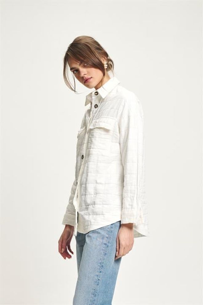 Sobe Istanbul White Oversized Casual Shirt With Shawl Collar Wholesale Clothing Spring