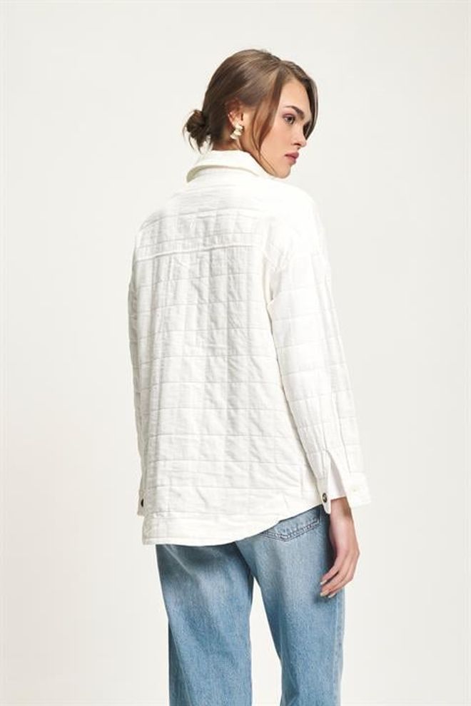 Sobe Istanbul White Oversized Casual Shirt With Shawl Collar Wholesale Clothing 5