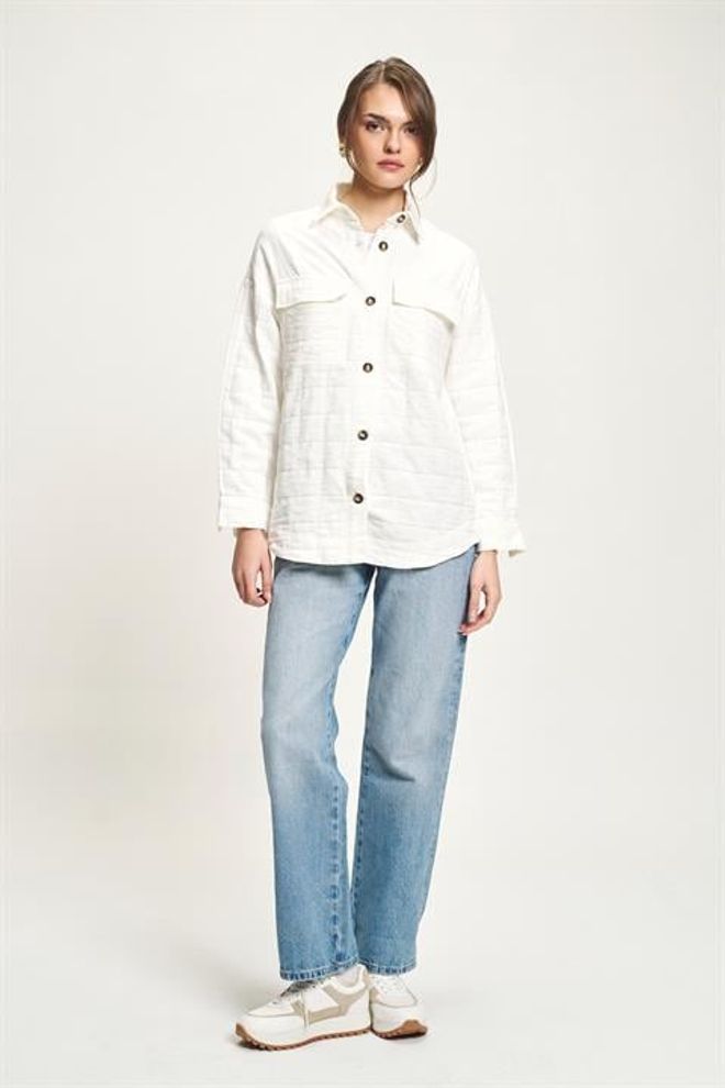 Sobe Istanbul White Oversized Casual Shirt With Shawl Collar Wholesale Clothing Streetwear