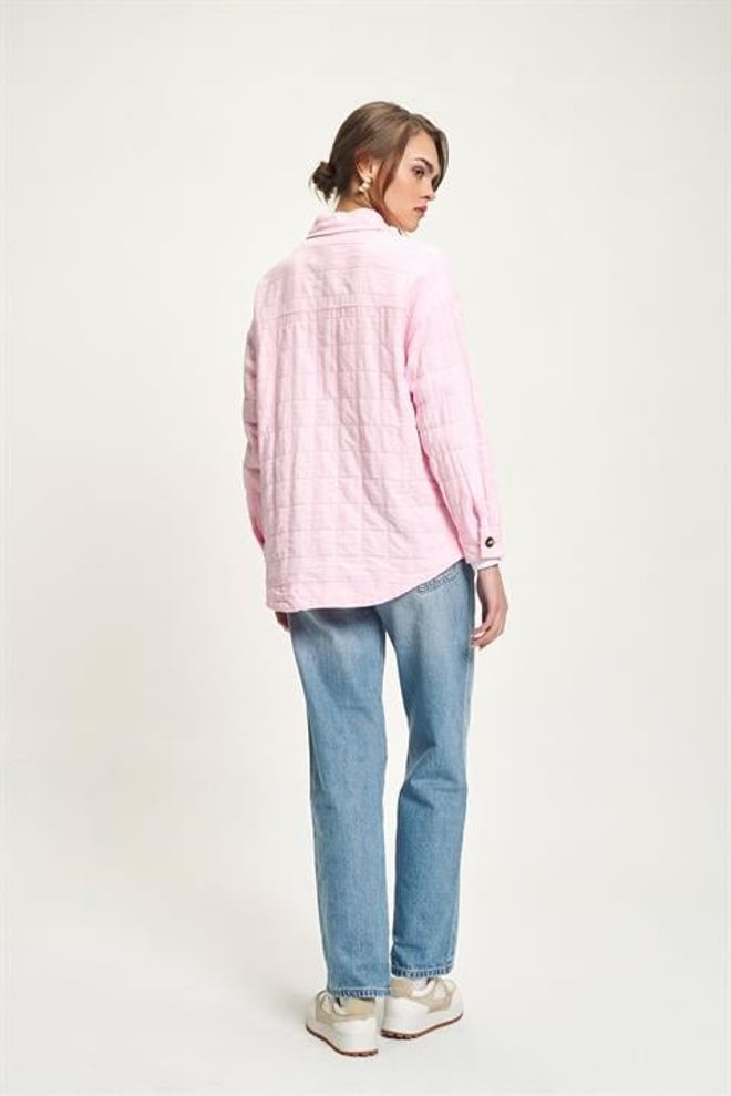 Sobe Istanbul Pink Casual Buttoned Shirt With Notched Neck Wholesale Clothing Work