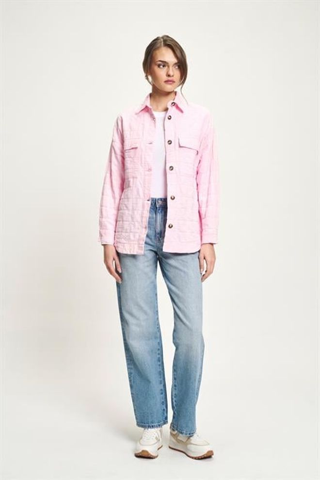 Sobe Istanbul Pink Casual Buttoned Shirt With Notched Neck Wholesale Clothing 1