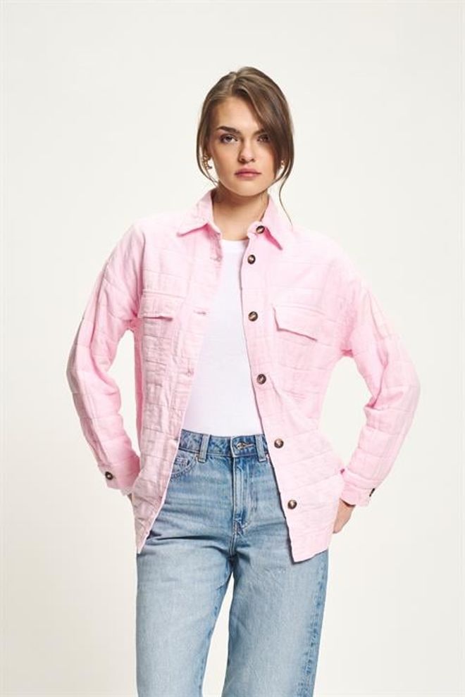 Sobe Istanbul Pink Casual Buttoned Shirt With Notched Neck Wholesale Clothing Lounge