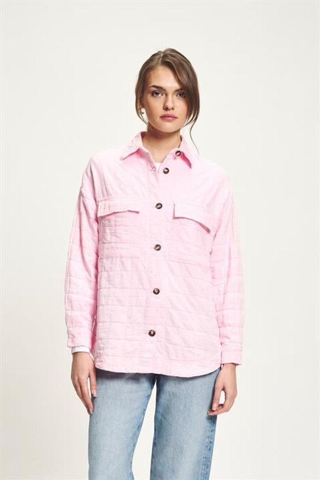 Sobe Istanbul Chemise Rose Décontractée Boutonnée Avec Col Échancré Vêtements en gros Décontracté