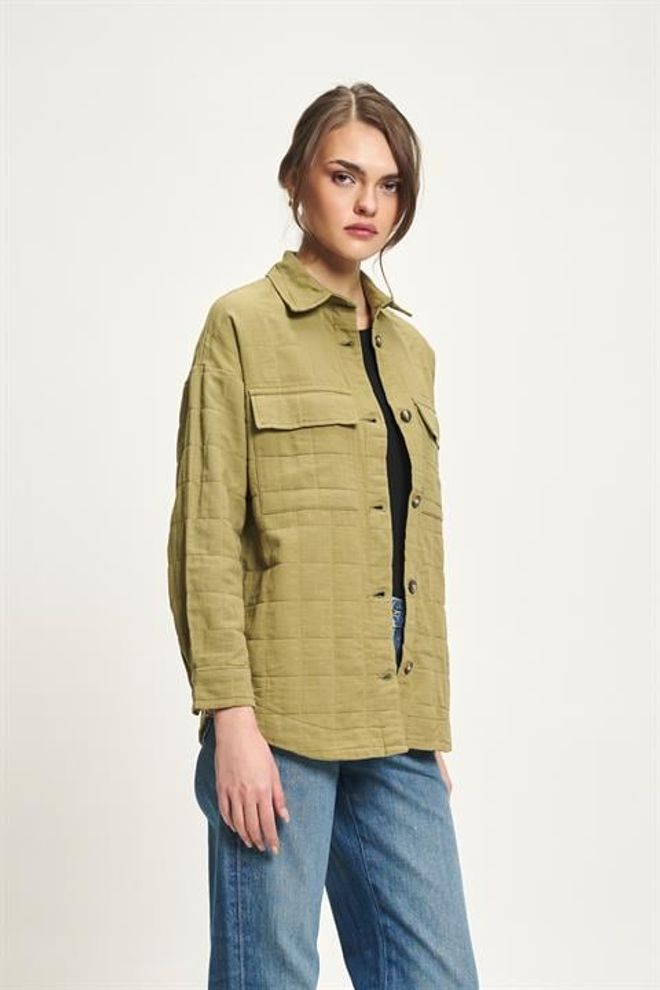 Sobe Istanbul Khaki Casual Shirt With Notched Neck And Buttoned Closure Wholesale Clothing Streetwear