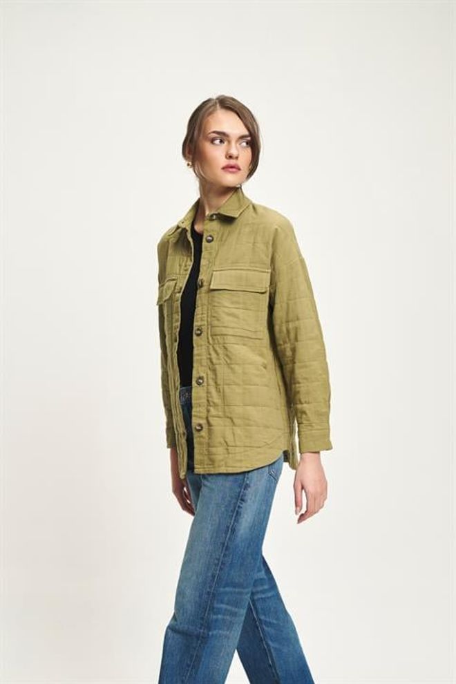 Sobe Istanbul Khaki Casual Shirt With Notched Neck And Buttoned Closure Wholesale Clothing 1