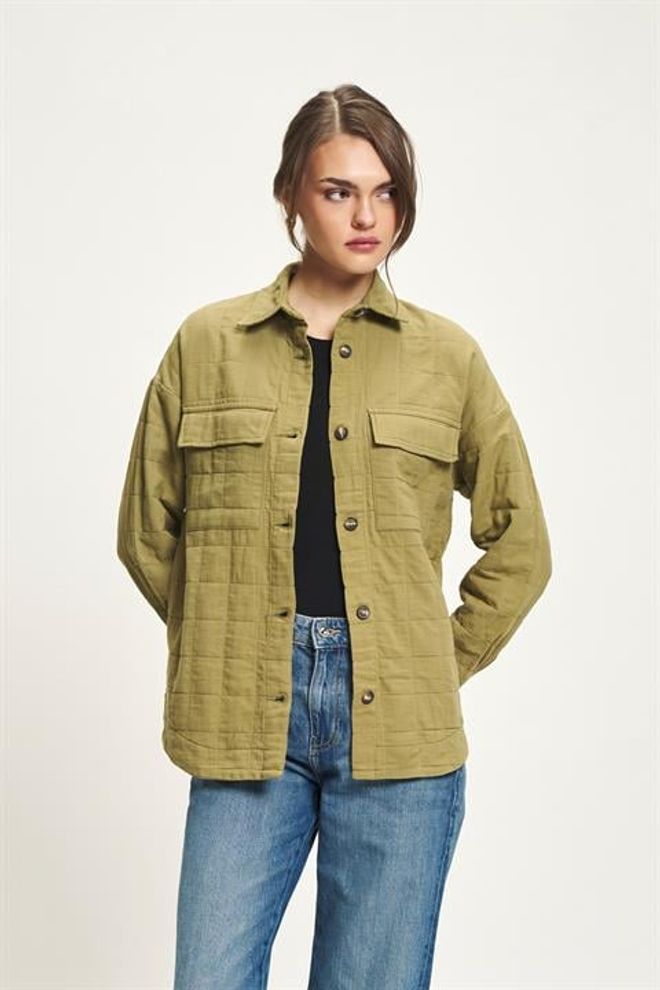 Sobe Istanbul Khaki Neformálna Košeľa S Vrúbkovaným Golierom A Zapínaním Na Gombíky Veľkoobchod s oblečením Neformálny