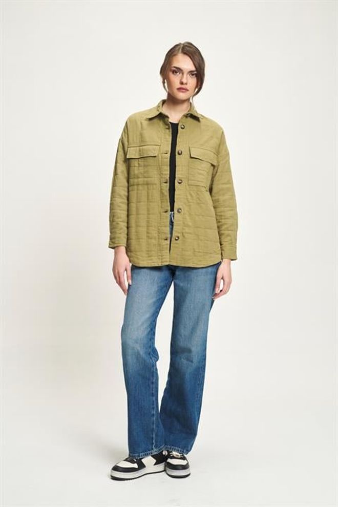 Sobe Istanbul Khaki Casual Shirt With Notched Neck And Buttoned Closure Wholesale Clothing Lounge