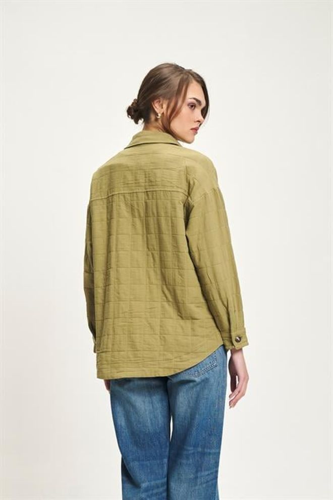 Sobe Istanbul Khaki Casual Shirt With Notched Neck And Buttoned Closure Wholesale Clothing Fall