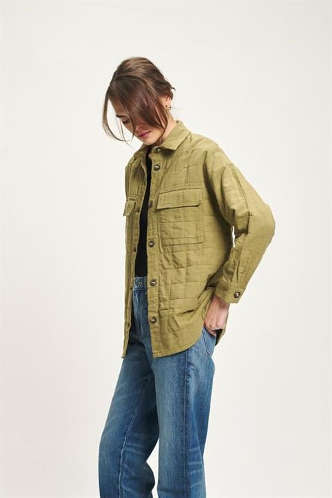 Sobe Istanbul Khaki Casual Shirt With Notched Neck And Buttoned Closure Wholesale Clothing 5