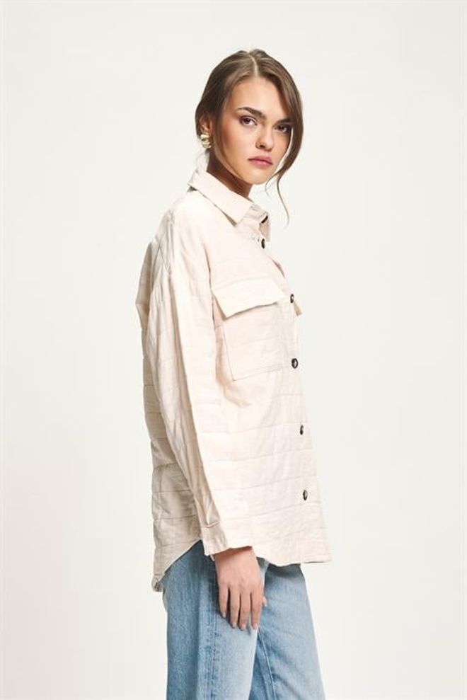 Sobe Istanbul Beige Oversized Casual Polo Neck Shirt Wholesale Clothing Lounge