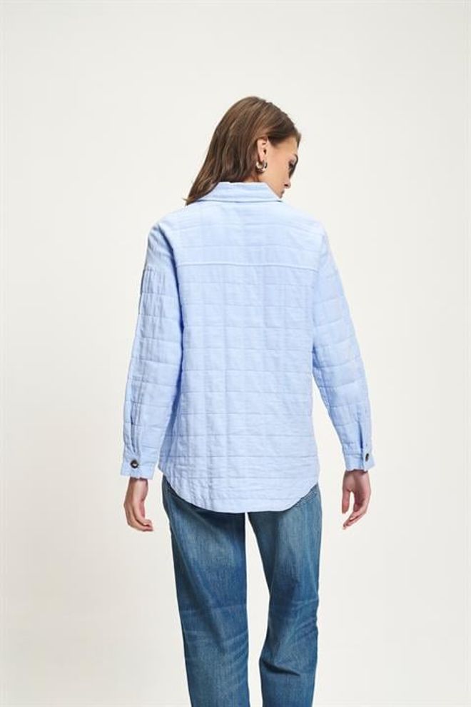 Sobe Istanbul Blue Casual Streetwear Oversized Shirt Wholesale Clothing Work