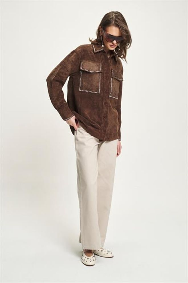 Sobe Istanbul Brown Overshirt Jacket With Flap Pockets Wholesale Clothing Lounge