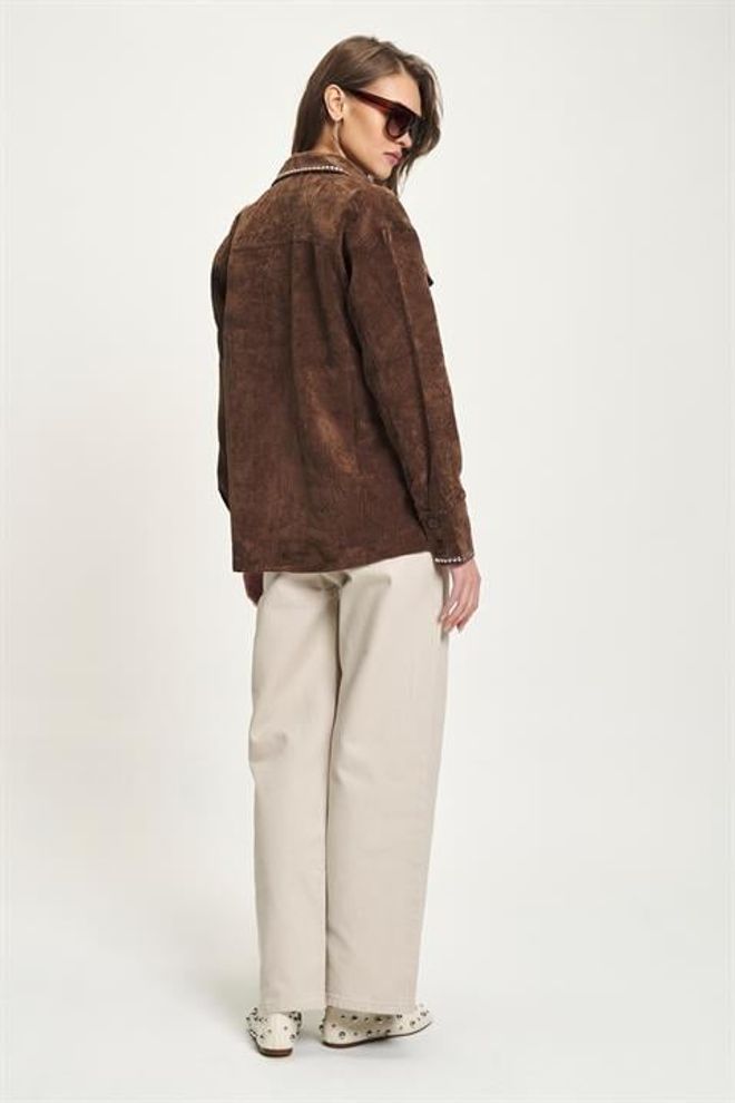 Sobe Istanbul Brown Overshirt Jacket With Flap Pockets Wholesale Clothing Work