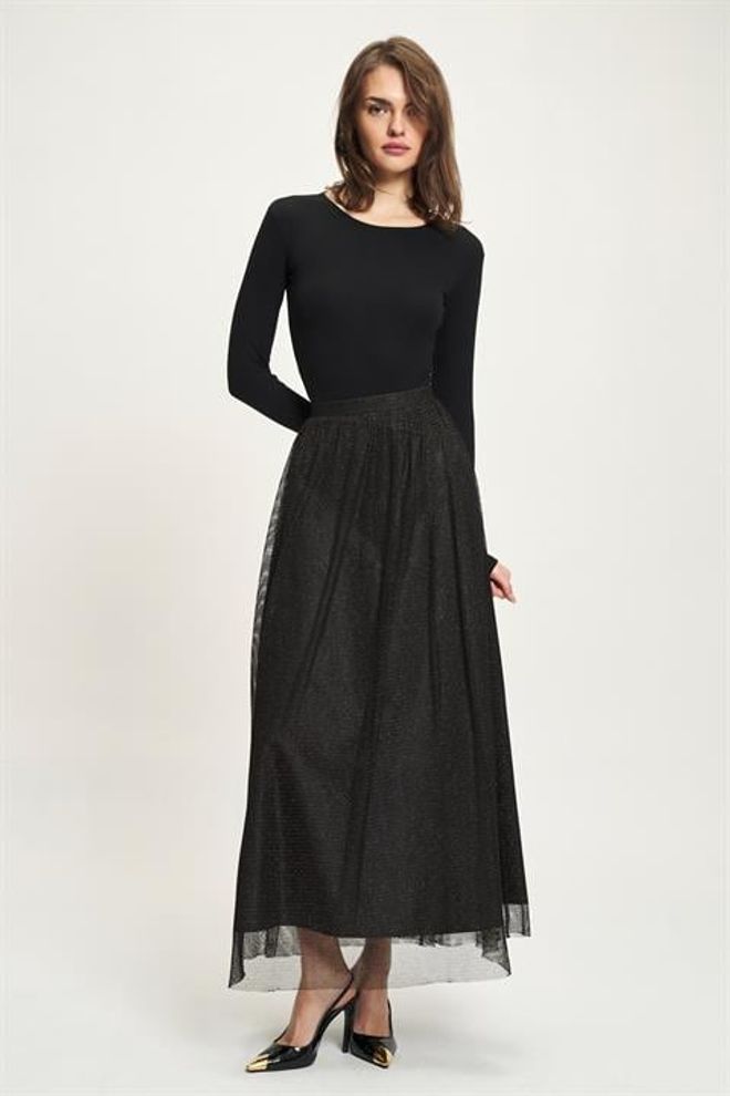 Sobe Istanbul Saia Preta Elegante A line Maxi Com Cintura Alta Roupas por atacado Modesto