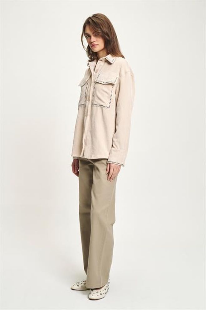 Sobe Istanbul Beige Overhemd Jas Met Puntkraag Groothandel Kleding 5