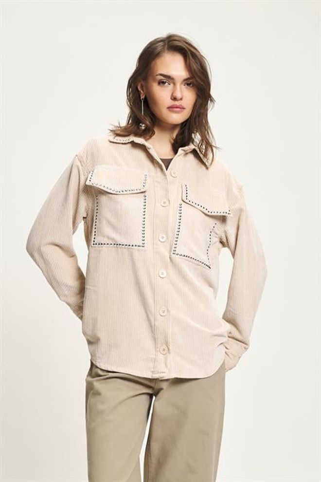 Sobe Istanbul Beige Overhemd Jas Met Puntkraag Groothandel Kleding Lounge