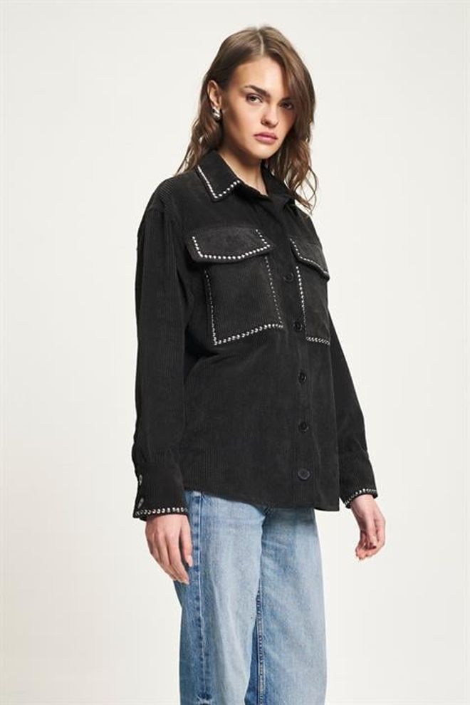 Sobe Istanbul Zwarte Casual Overhemd Jas Groothandel Kleding Vintage