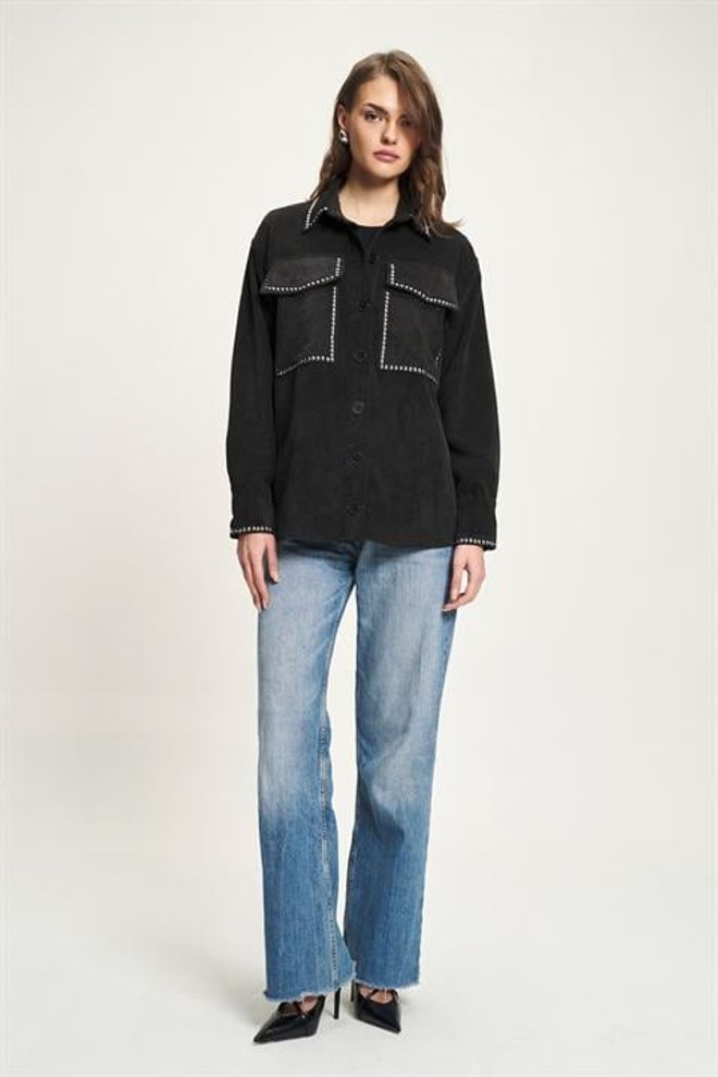 Sobe Istanbul Zwarte Casual Overhemd Jas Groothandel Kleding 1