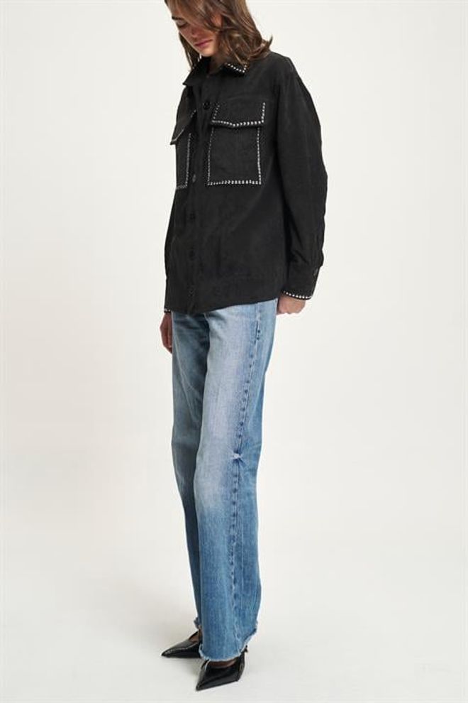 Sobe Istanbul Zwarte Casual Overhemd Jas Groothandel Kleding 5