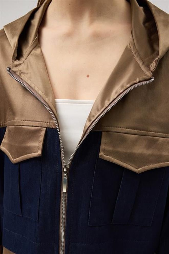 Sobe Istanbul معطف كاكي مقنع غير رسمي أنيق ملابس بالجملة عمل