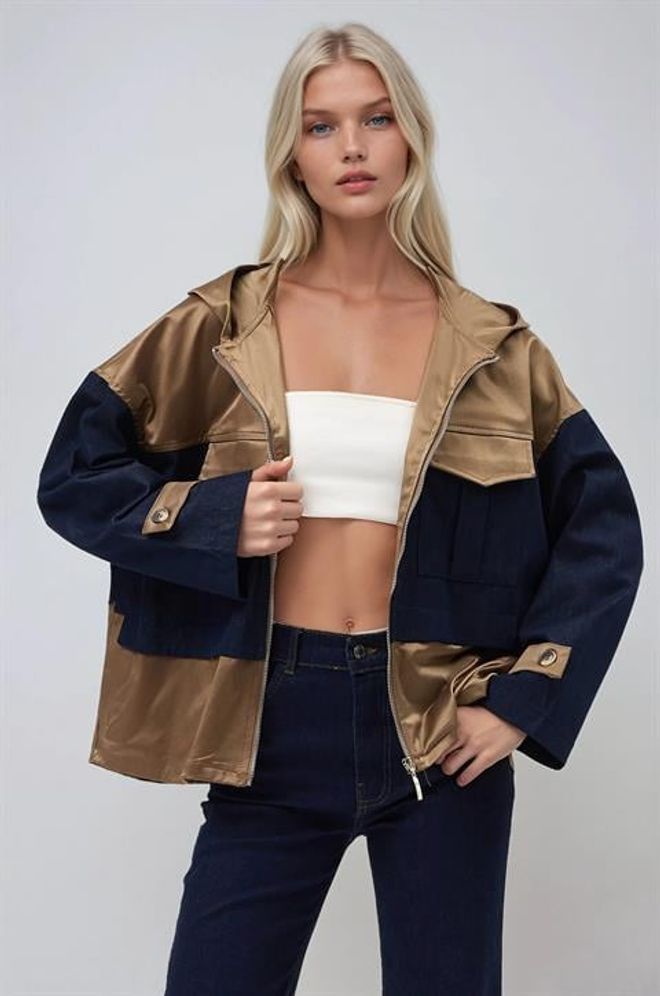 Sobe Istanbul معطف كاكي مقنع غير رسمي أنيق ملابس بالجملة 1