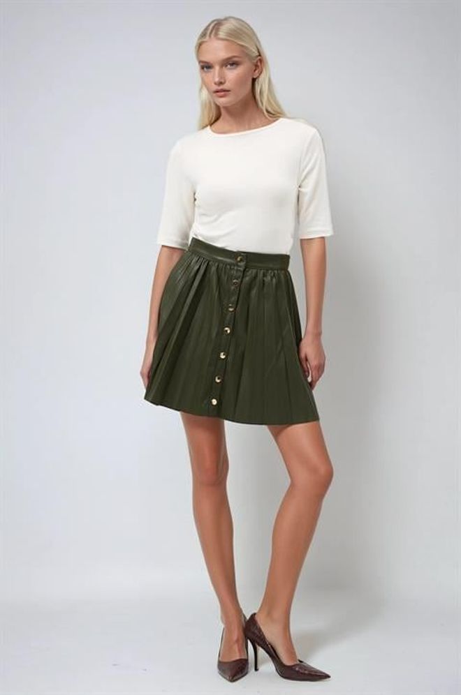 Sobe Istanbul Green Pleated Mini Skirt With High Waist Wholesale Clothing Lounge