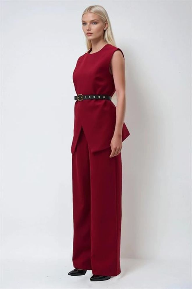 Sobe Istanbul Set Bordeauxrood Elegant Formeel Vintage Groothandel Kleding Formeel