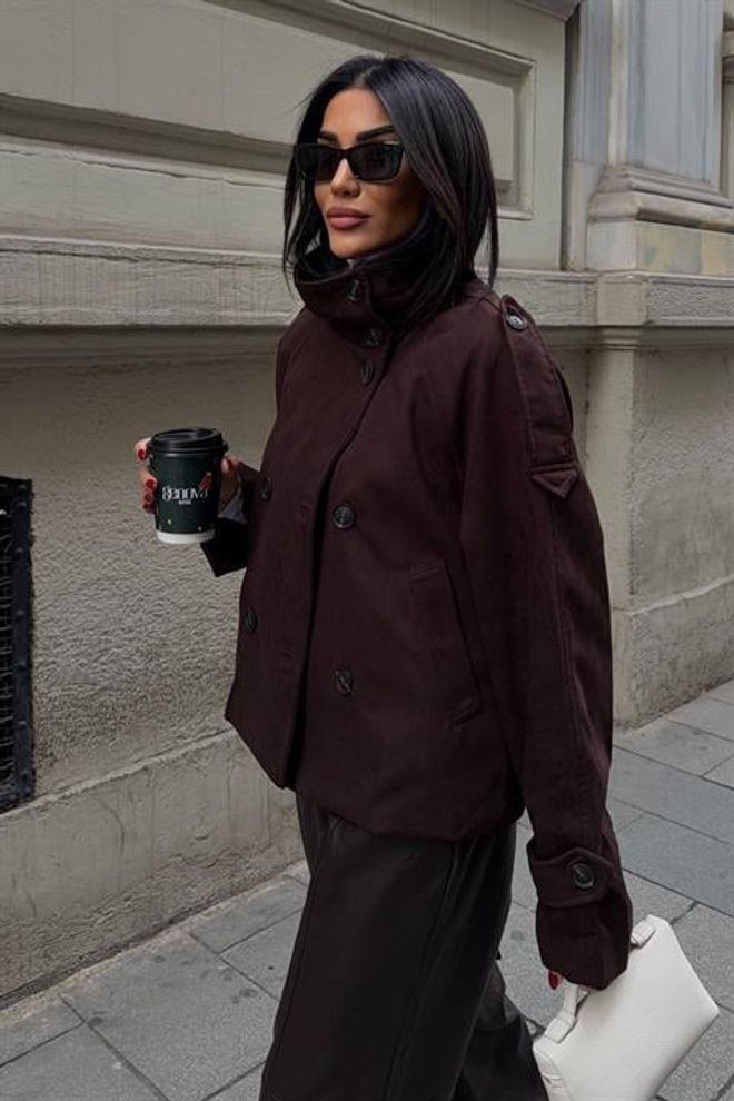 Sobe Istanbul Brown Double Breasted Blazer Jacket Wholesale Clothing Vintage