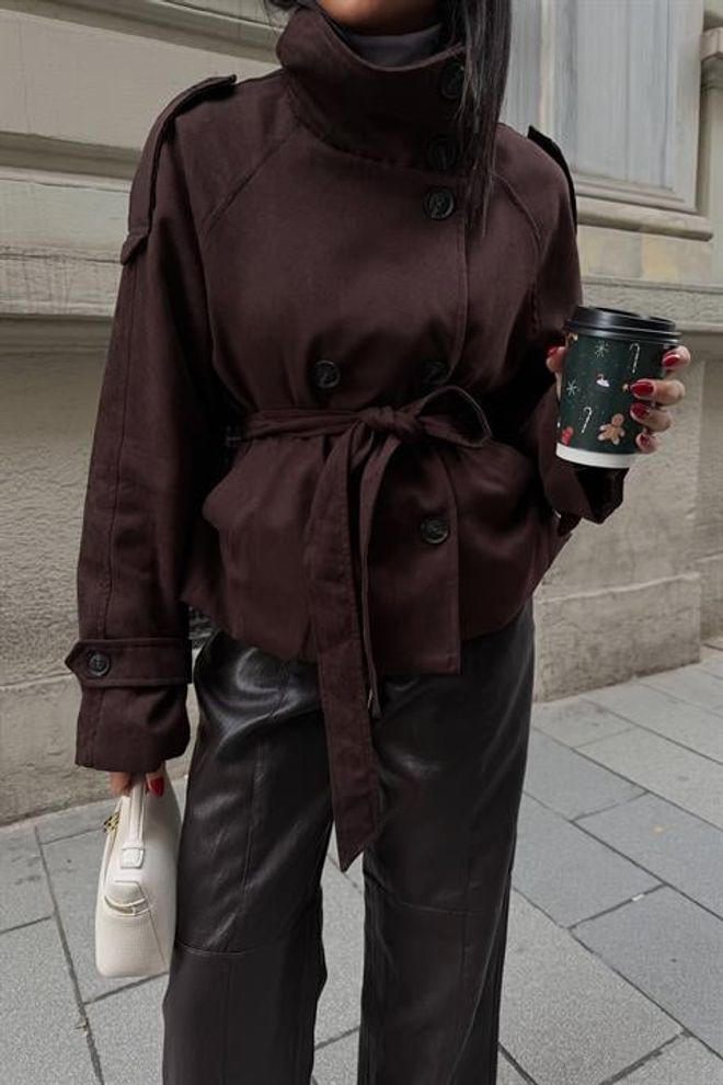 Sobe Istanbul Brown Double Breasted Blazer Jacket Wholesale Clothing Work