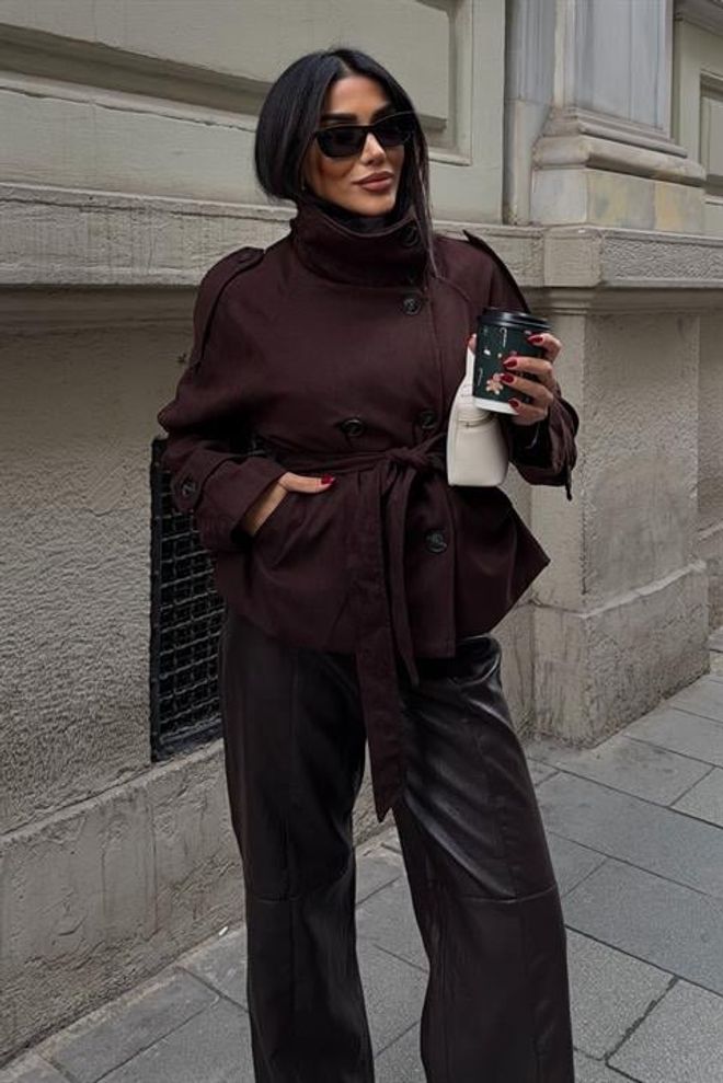 Sobe Istanbul Brown Double Breasted Blazer Jacket Wholesale Clothing Spring