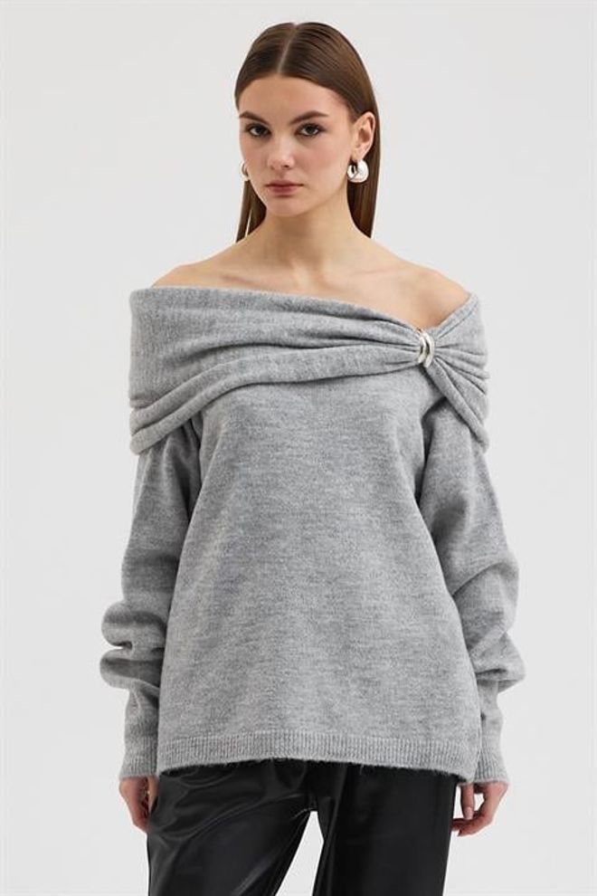 Sobe Istanbul Grauer Eleganter Lässiger Sexy Pullover Großhandelskleidung 1