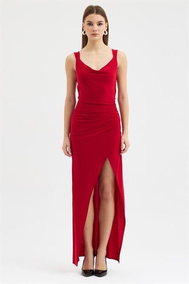 Sobe Istanbul Красное Сексуальное Элегантное Формальное Гламурное Слип Макси Платье Оптовая продажа одежды Сексуальный