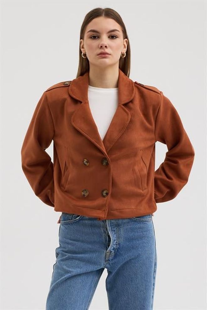 Sobe Istanbul Hnedá Jednoradové Sako Bunda Veľkoobchod s oblečením Neformálny