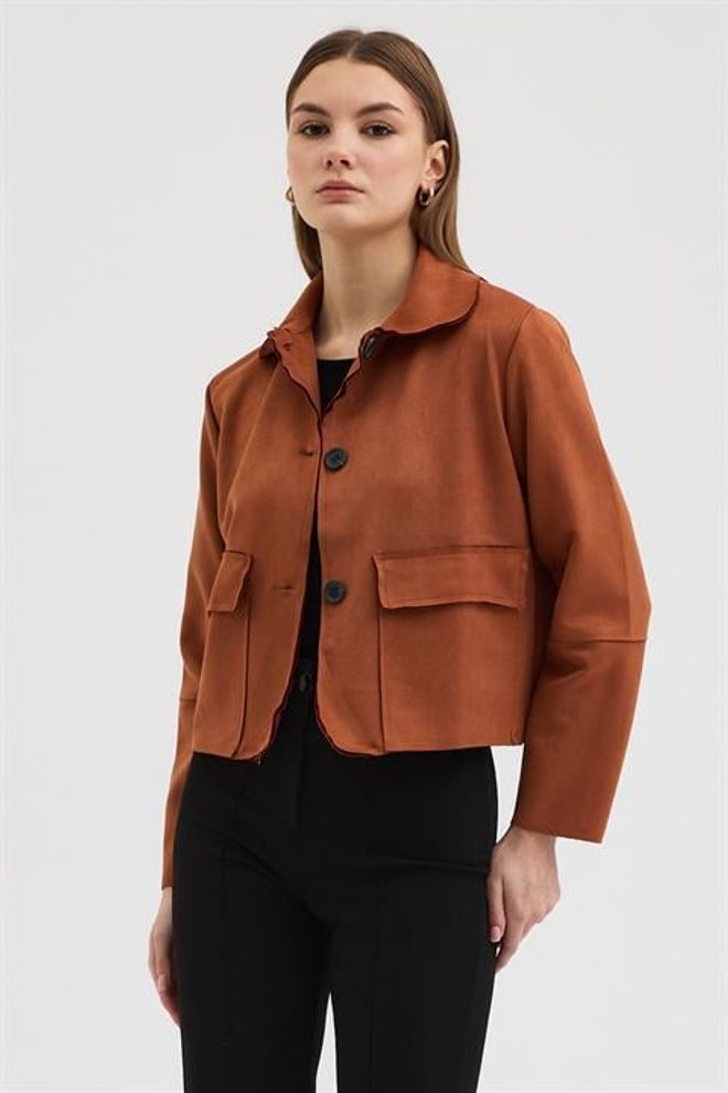 Sobe Istanbul Hnedá Dvojradová Bunda Veľkoobchod s oblečením Neformálny