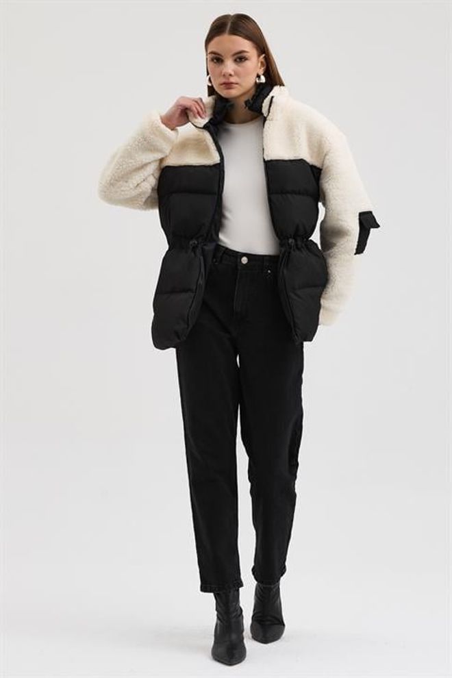 Sobe Istanbul Čierna Prešívaná Bunda Veľkoobchod s oblečením Neformálny