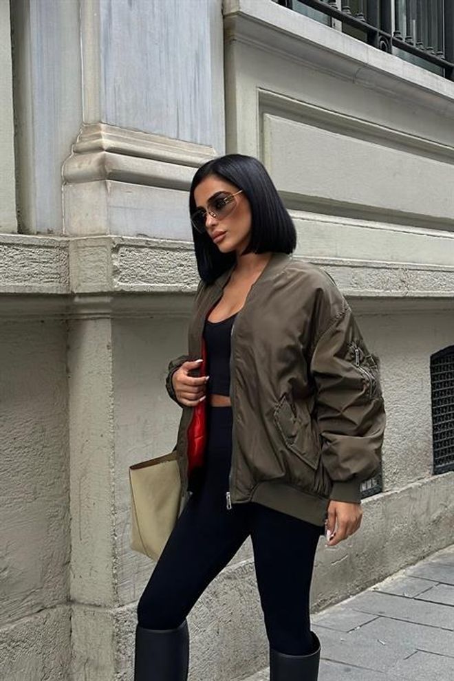 Sobe Istanbul Μπουφάν Με Επένδυση Χακί Χονδρικό εμπόριο ενδυμάτων Casual