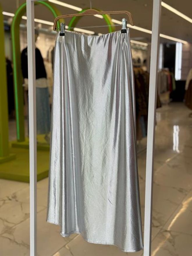 Sobe Istanbul Reflective Midi Skirt Silver Wholesale Clothing 9
