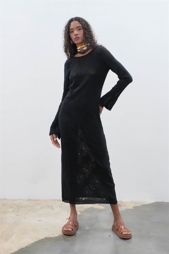 Sobe Istanbul Pletené Šaty S Chrbtom – Čierne Veľkoobchod s oblečením Narodeniny