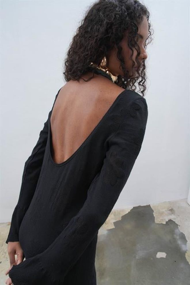 Sobe Istanbul Pletené Šaty S Chrbtom – Čierne Veľkoobchod s oblečením 5