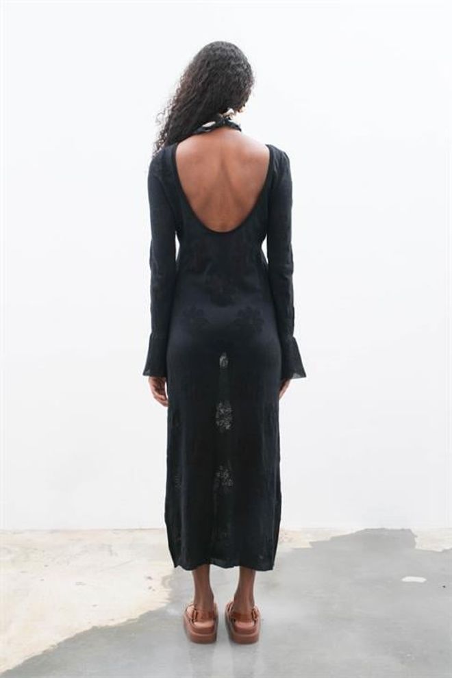 Sobe Istanbul Pletené Šaty S Chrbtom – Čierne Veľkoobchod s oblečením 6