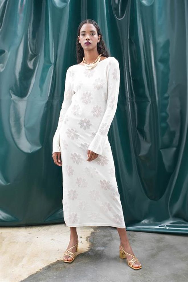 Sobe Istanbul Трикотажное Платье С Открытой Спиной Экрю Оптовая продажа одежды Повседневный