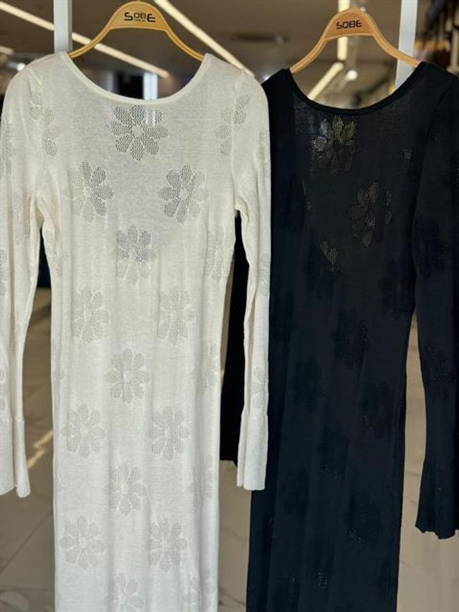 Sobe Istanbul Backless Knit Dress Ecru Wholesale Clothing Work