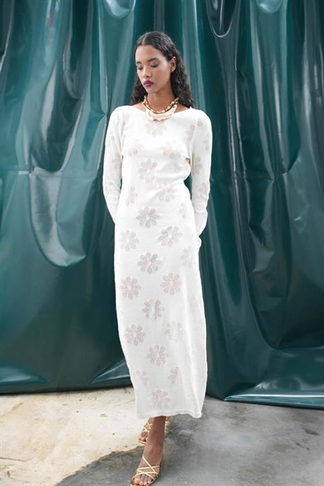 Sobe Istanbul Backless Knit Dress Ecru Wholesale Clothing Fall