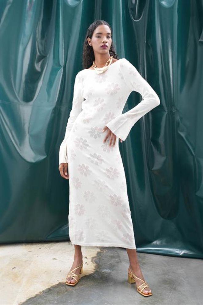 Sobe Istanbul Backless Knit Dress Ecru Wholesale Clothing No Fabric