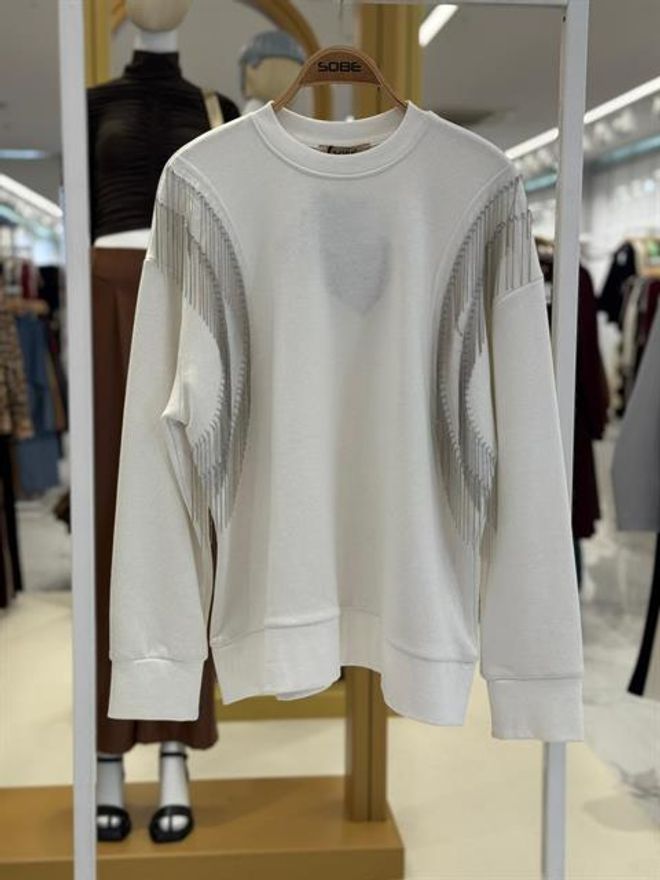 Sobe Istanbul Metallic Pendulum Sweatshirt Ecru Wholesale Clothing Fall