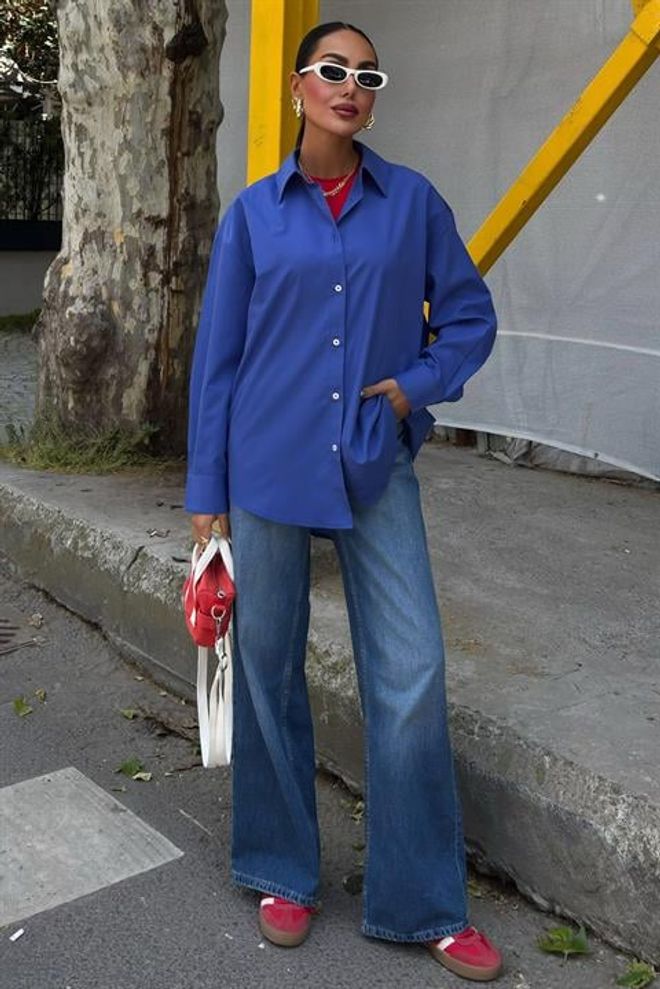 Sobe Istanbul Košeľa Námornícka Modrá Veľkoobchod s oblečením Neformálny