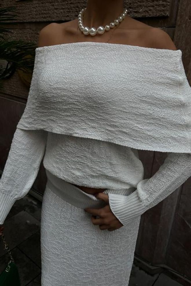 Sobe Istanbul Madonna Collar Skirt Suit Ecru Wholesale Clothing Fall