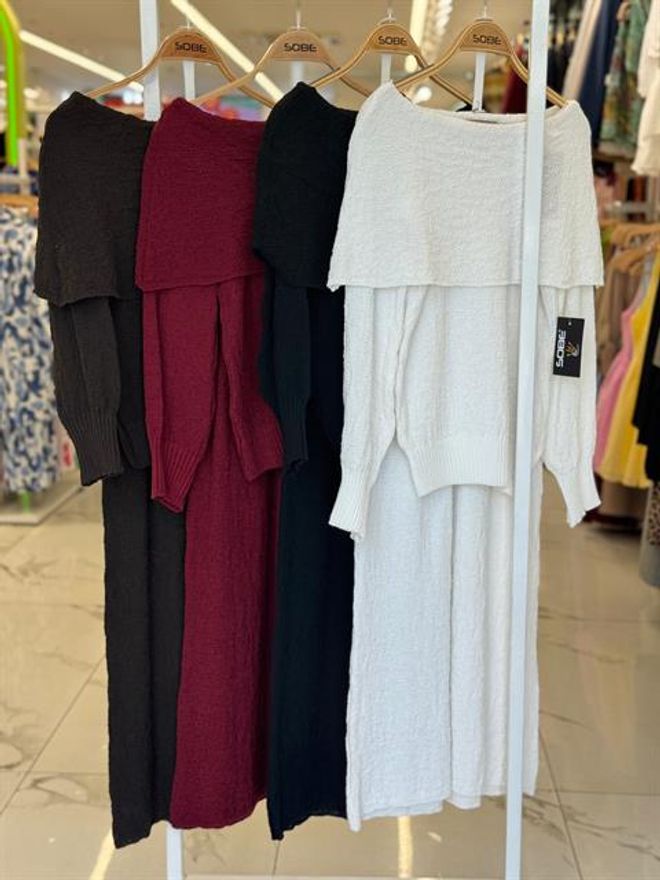 Sobe Istanbul Madonna Collar Skirt Suit Ecru Wholesale Clothing 8