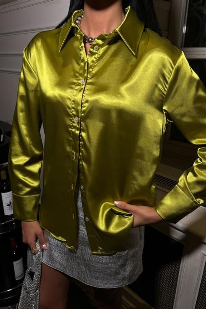 Sobe Istanbul Premium Satin Shirt Pistachio Green Wholesale Clothing Party