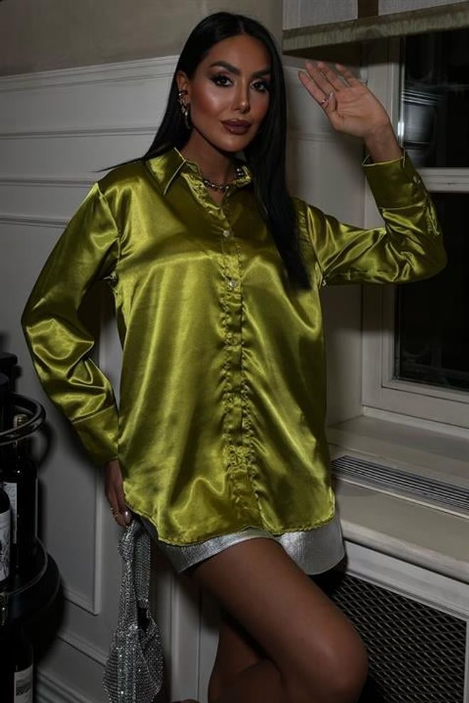 Sobe Istanbul Premium Satin Shirt Pistachio Green Wholesale Clothing 5